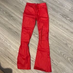 Red leather pants
